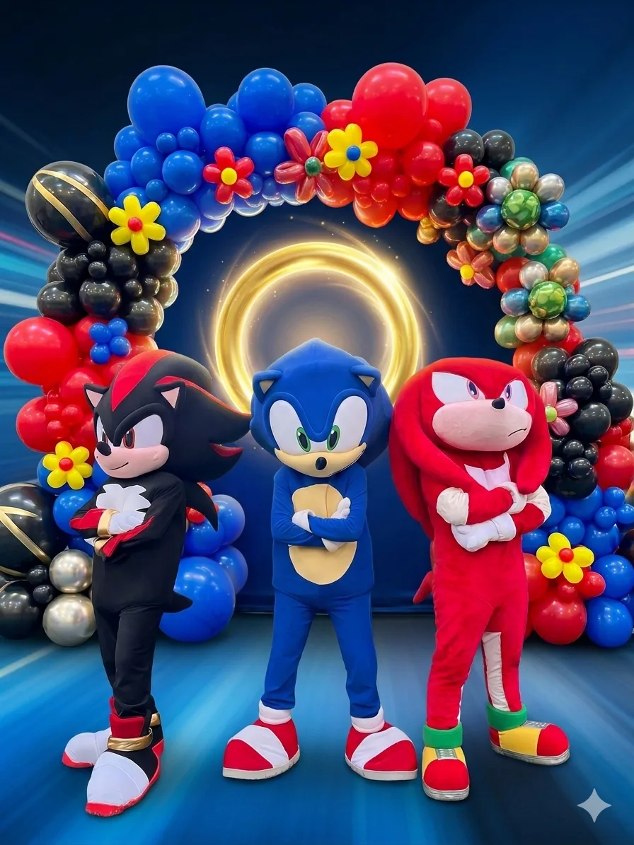 Sonic maskote na dečijem rođendanu